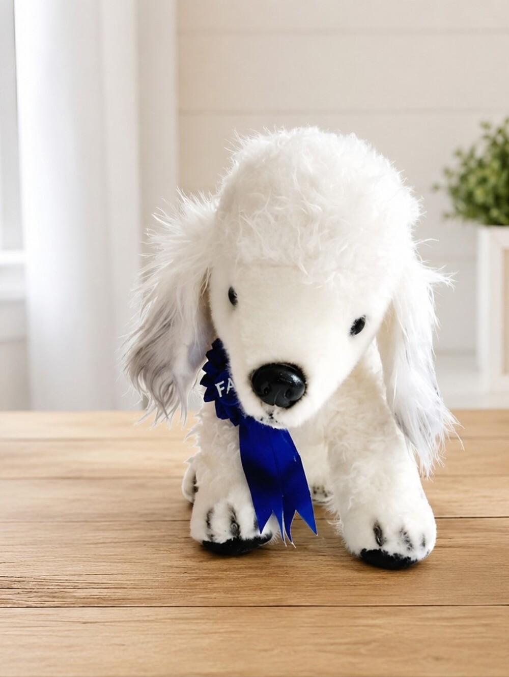 FAO Schwarz Plush White Poodle Dog Stuffed Animal Toy